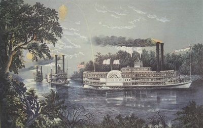 Um eine Biegung auf dem Mississippi, Dampfschiff Königin des Westens von American School